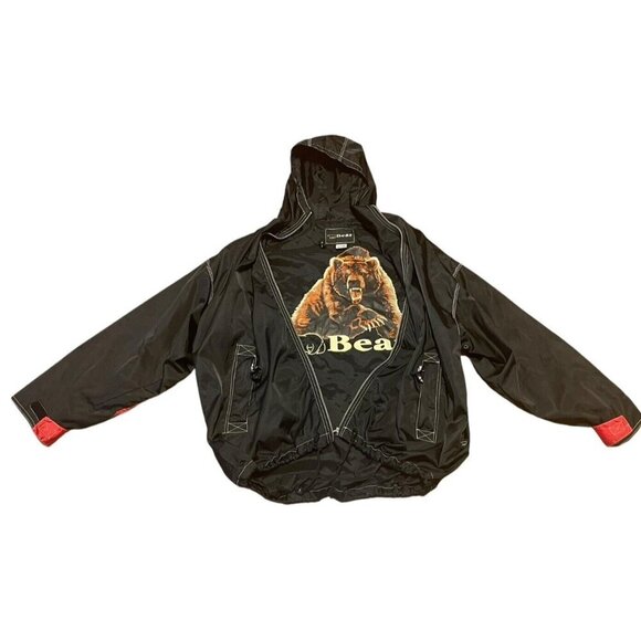 VINTAGE BEAR Windbreaker JACKET Logo MEN'S SIZE Large Black - Picture 1 of 11